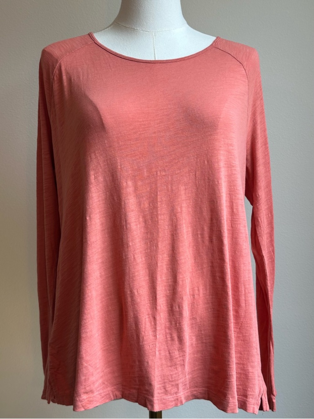 Loft Light Coral Long-Sleeve Women's Top  100% Cotton | SIZE L